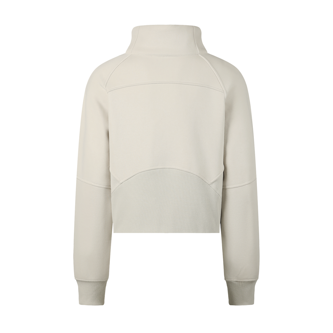 Wing Logo Cropped Half-Zip Hooded Sweatshirt in Apricot, back view.