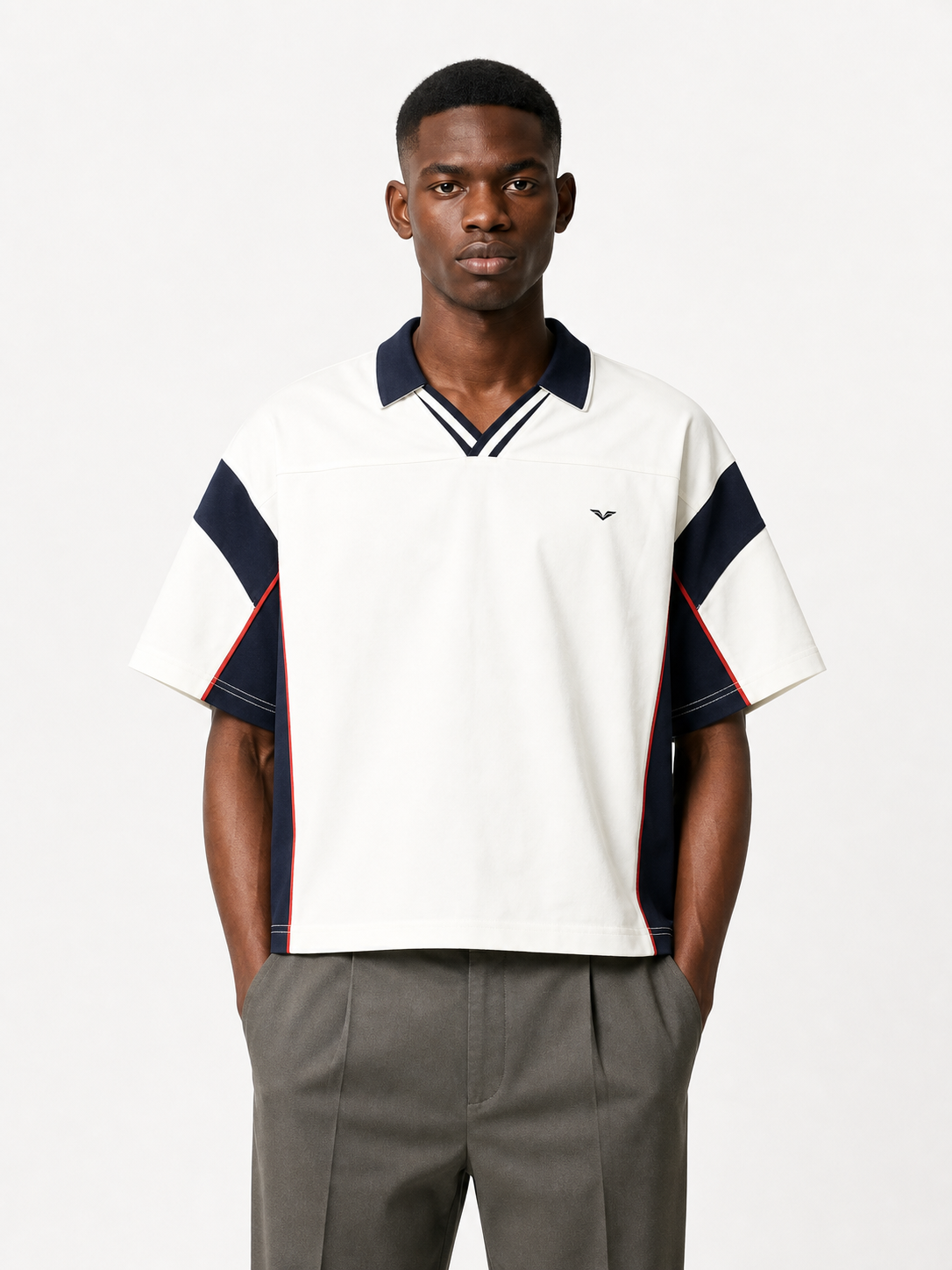 Wing Logo Boxy Colour-Block Polo Shirt