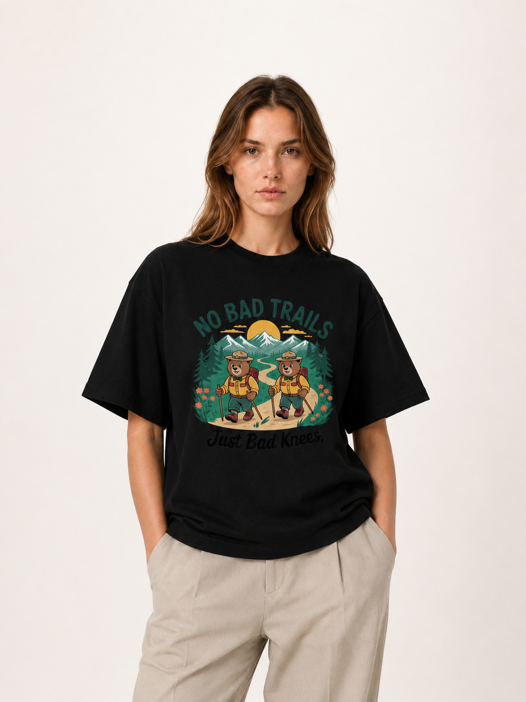 No Bad Trails Just Bad Knees Ranger Bear Tee