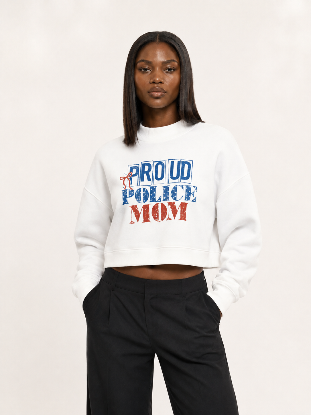 Proud Police Mom Distressed Type Sweatshirt