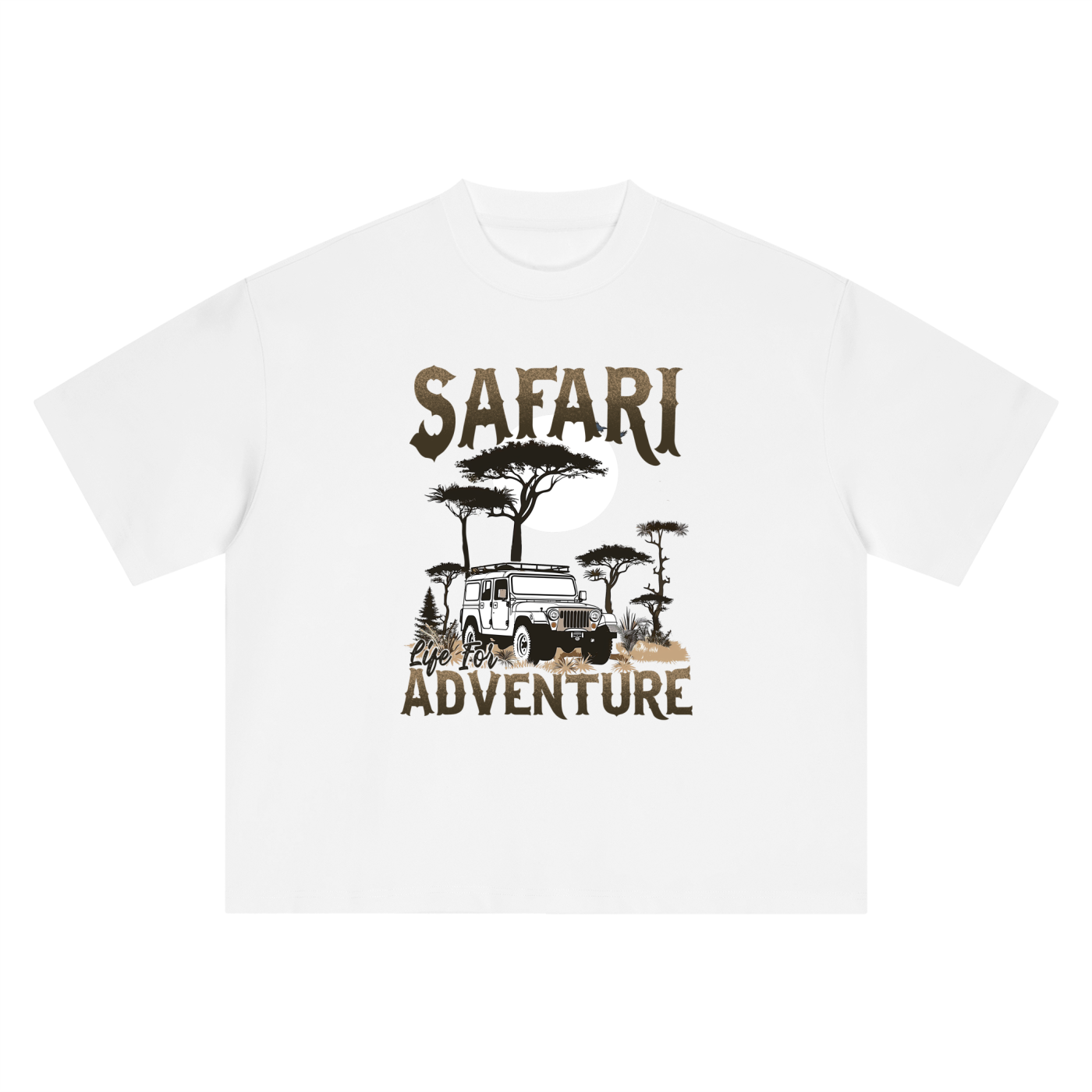 Safari Life For Adventure Vintage Overland Tee in White, flat lay.