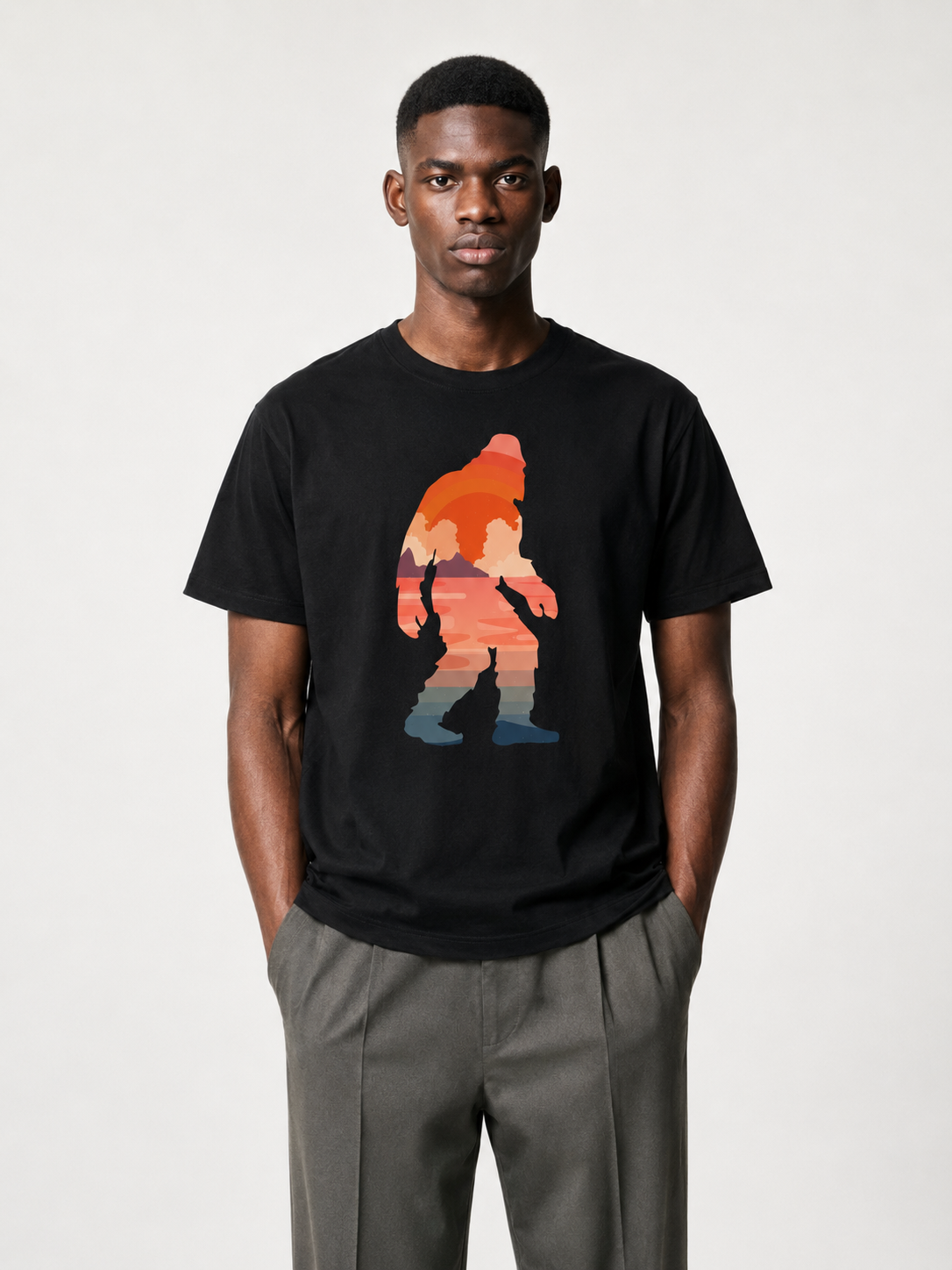 Bigfoot Sunset Double Exposure Cotton Tee