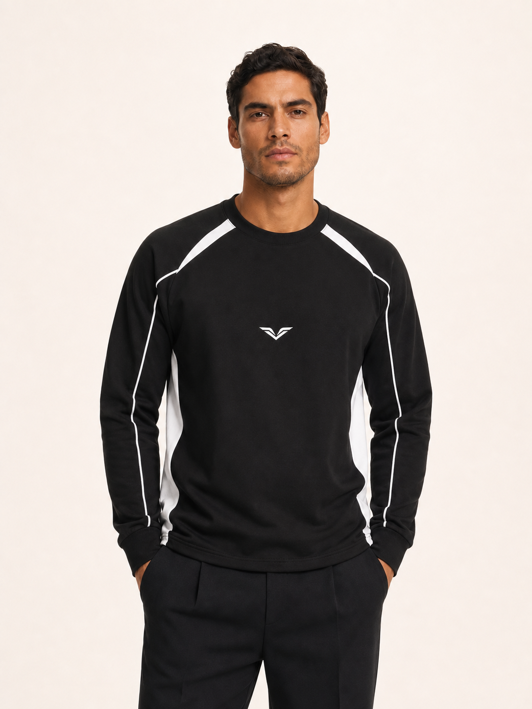 Wing Logo Contrast Panel Raglan Sweatshirt