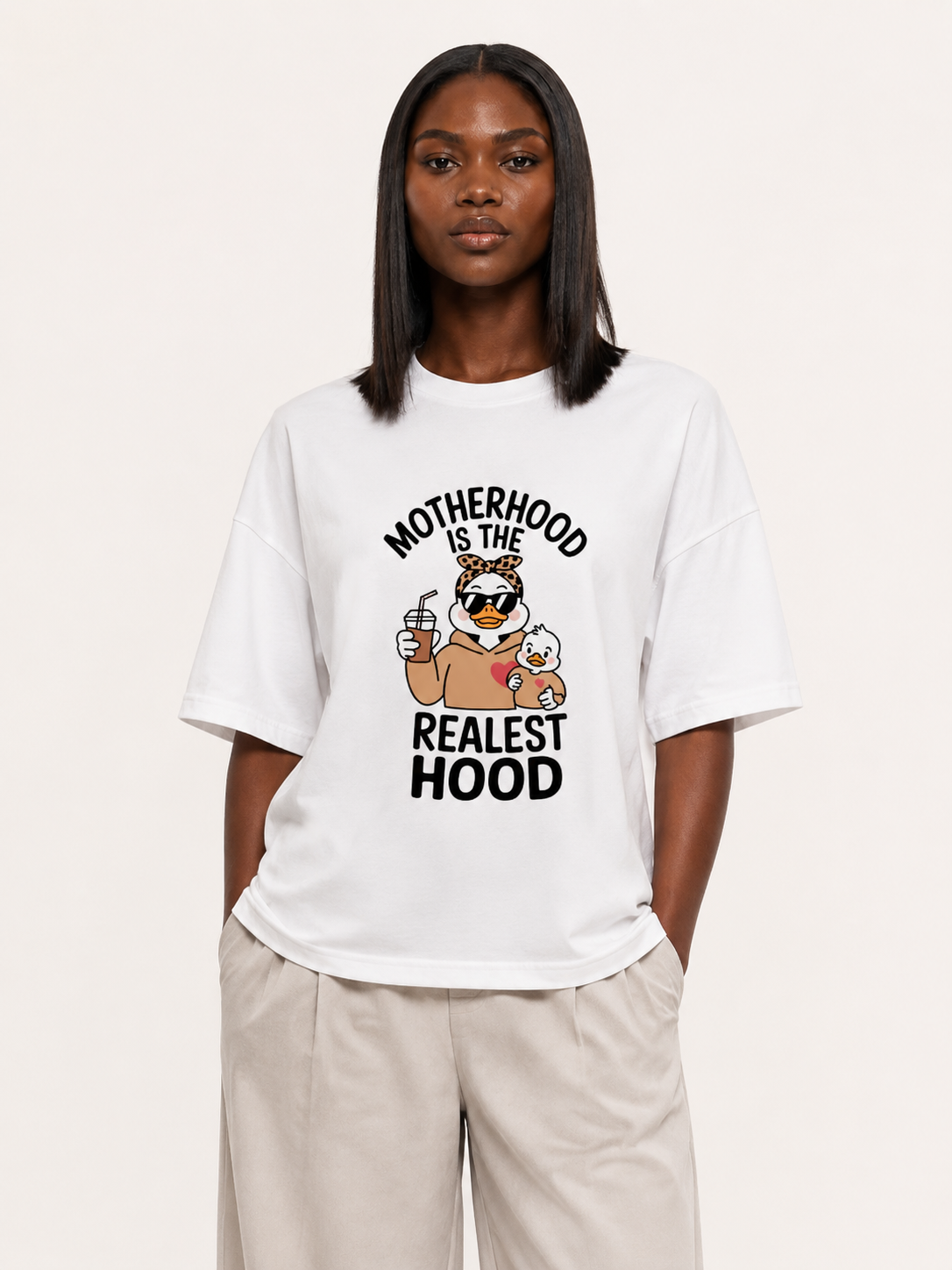 Motherhood Is The Realest Hood Funny Mama Tee