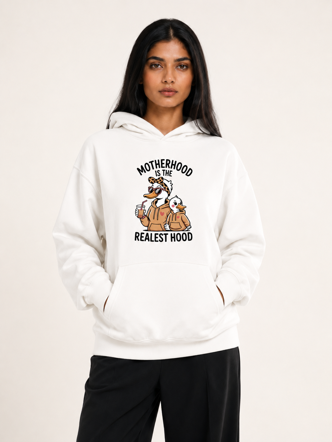 Motherhood Is The Realest Hood Goose Hoodie