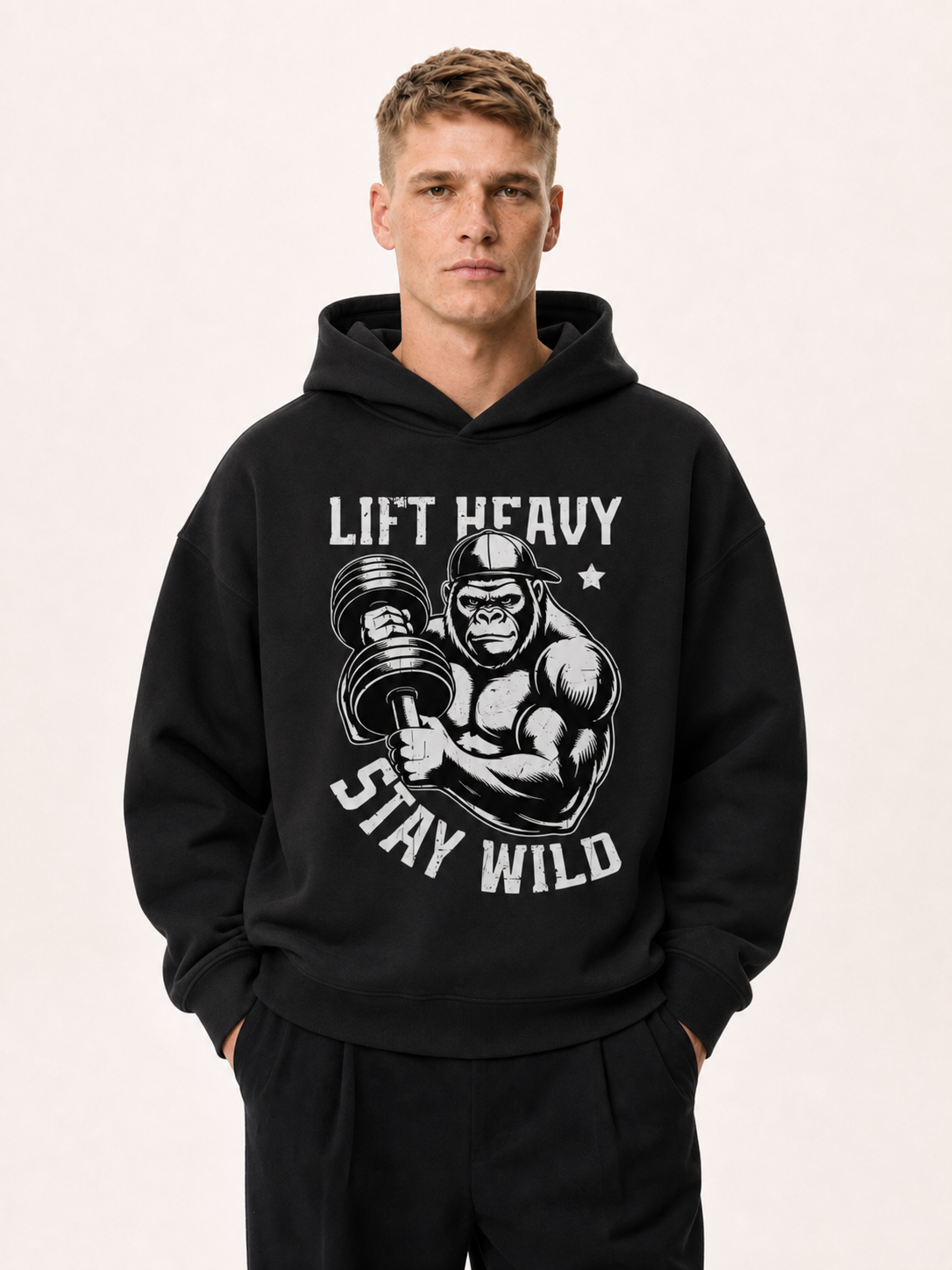 Lift Heavy Stay Wild Gorilla Weightlifting Hoodie