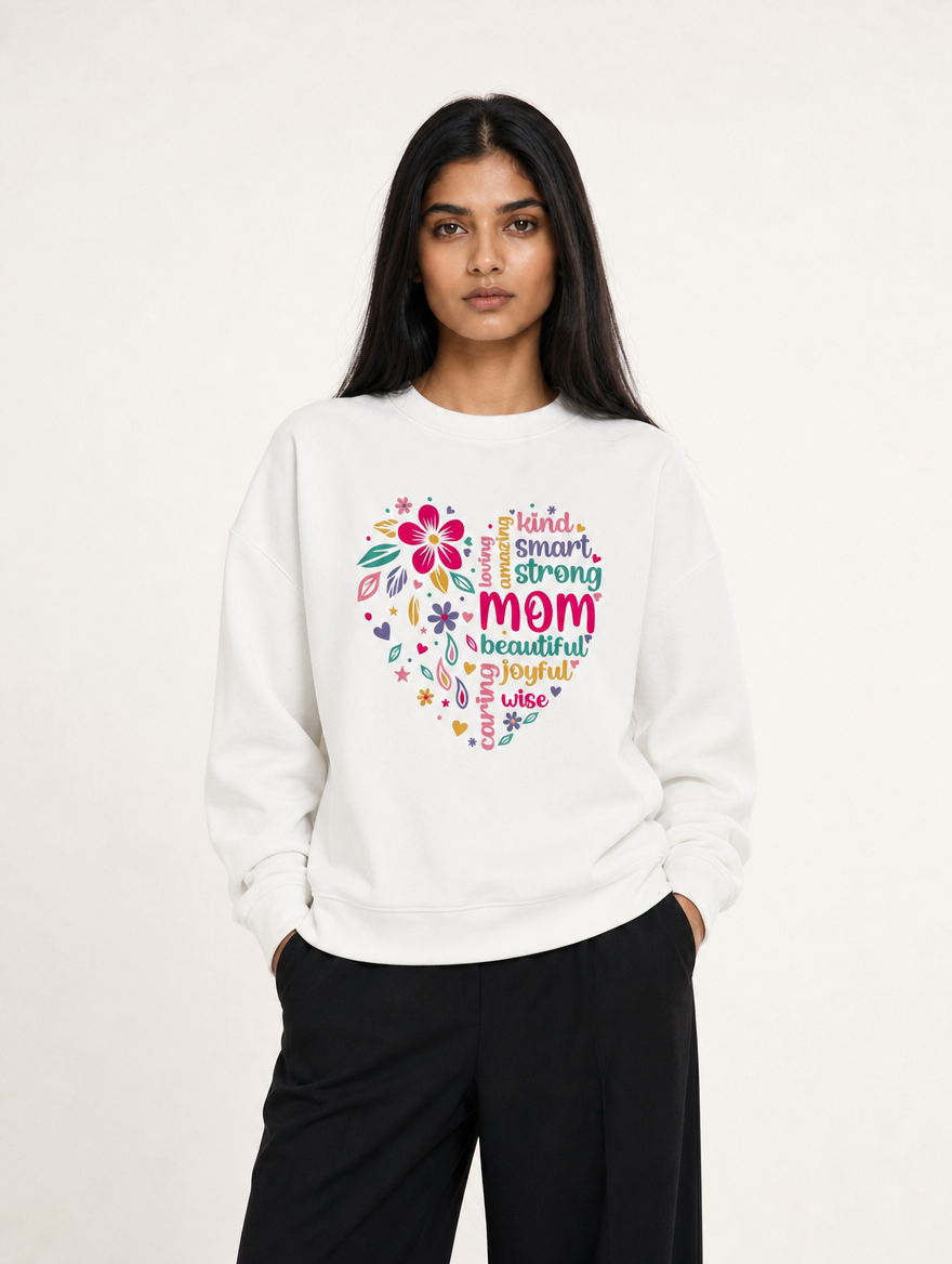 Mom Floral Heart Word Cloud Sweatshirt