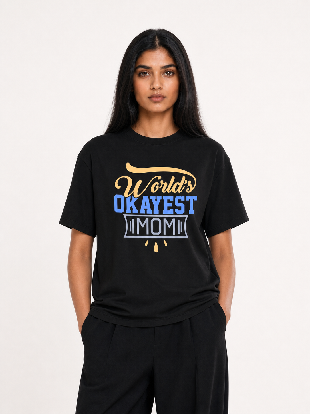 World's Okayest Mom Retro Typography Tee
