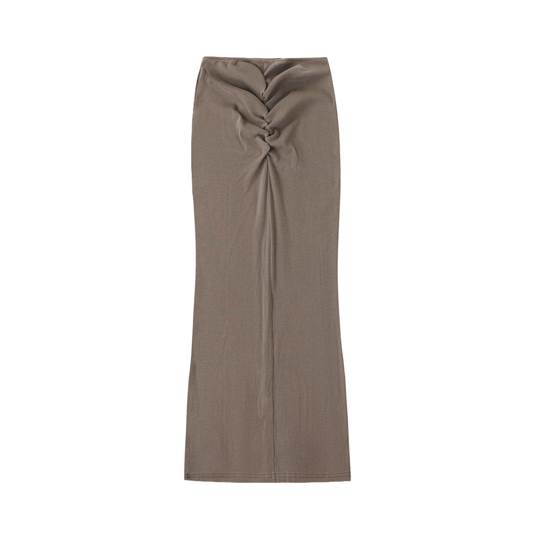 WOMEN SKIRT Dyed Washed Drawstring Maxi Skirt
