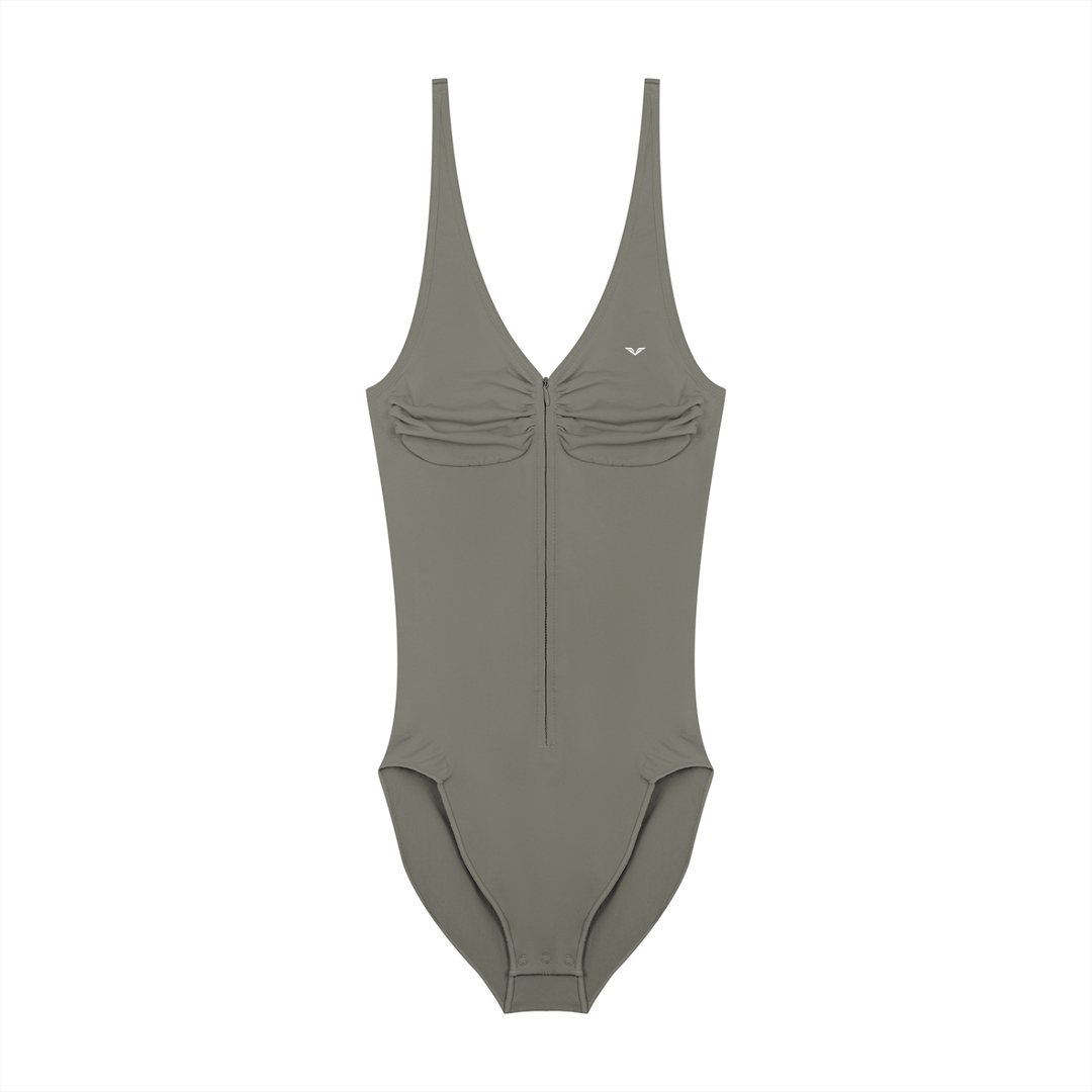 Women’s gym wear  Full-Zip Ruched Bodysuit