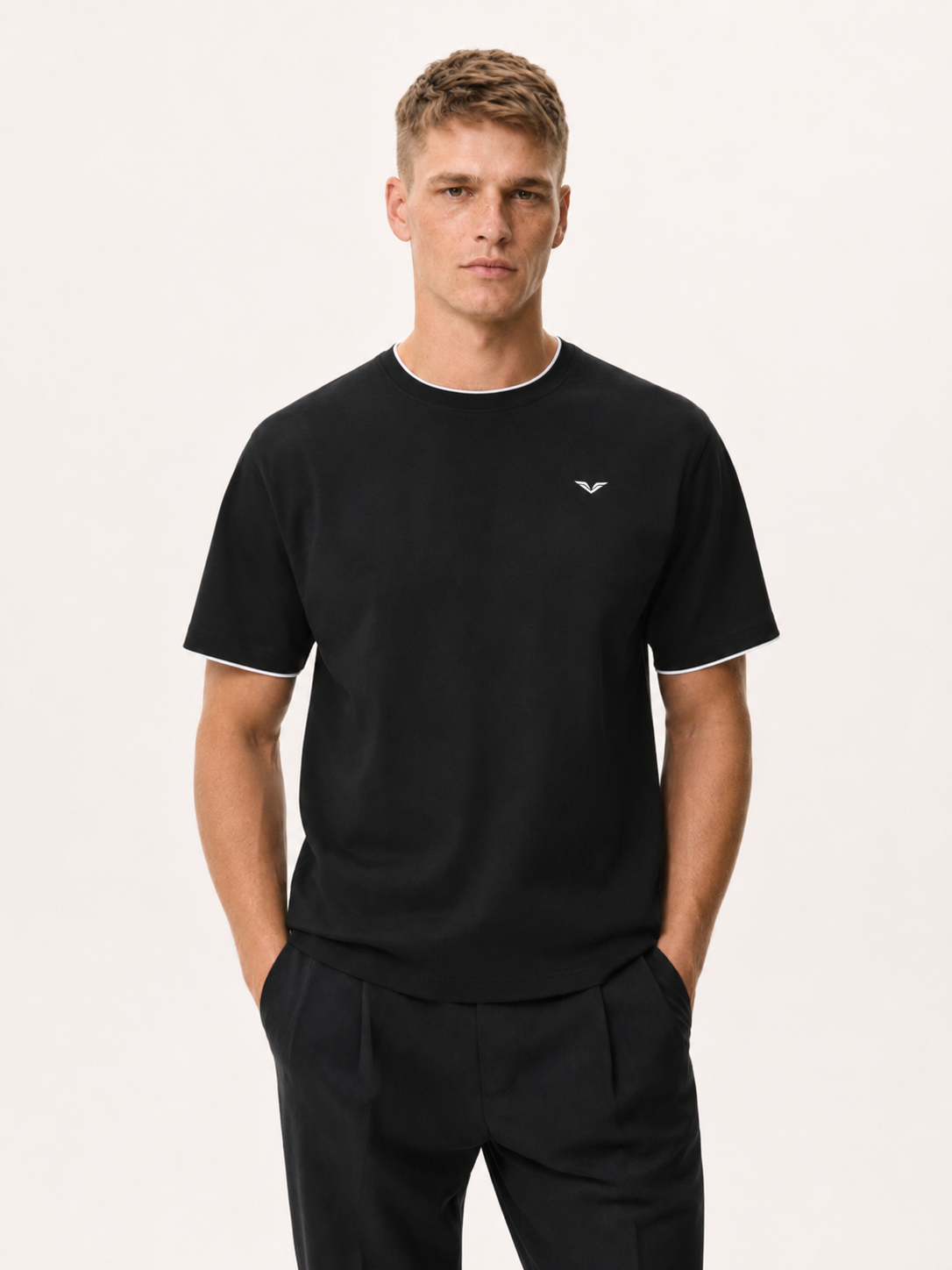 Wing Logo Contrast Tape Crewneck Tee
