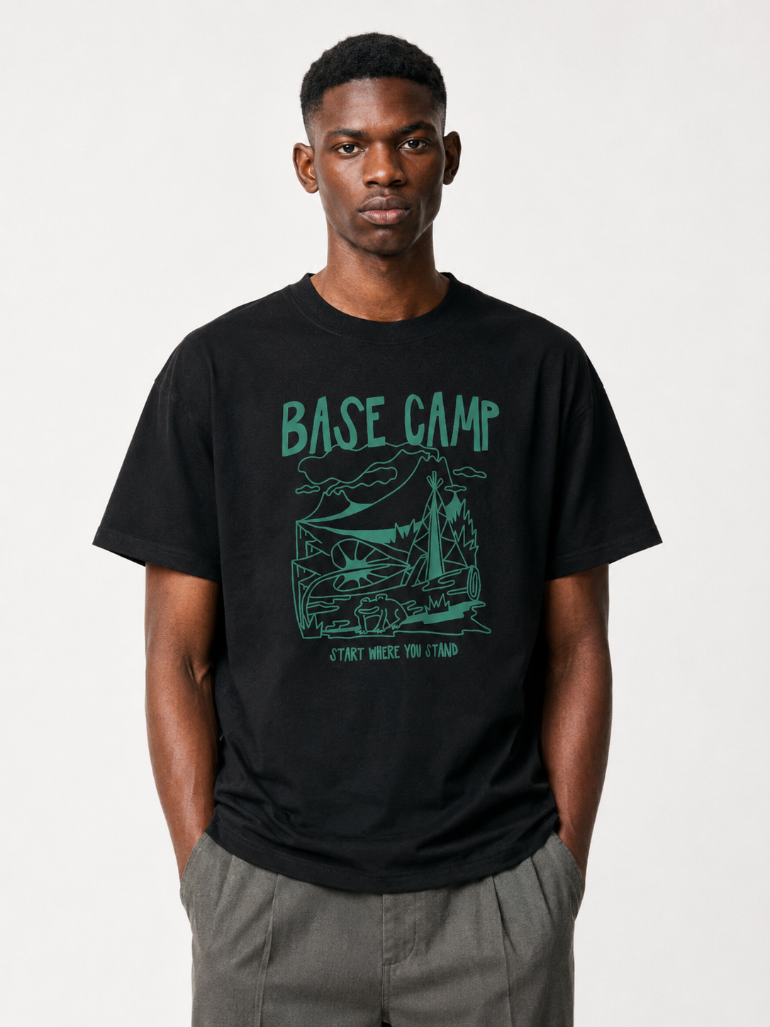 Base Camp Start Where You Stand Line Art Tee