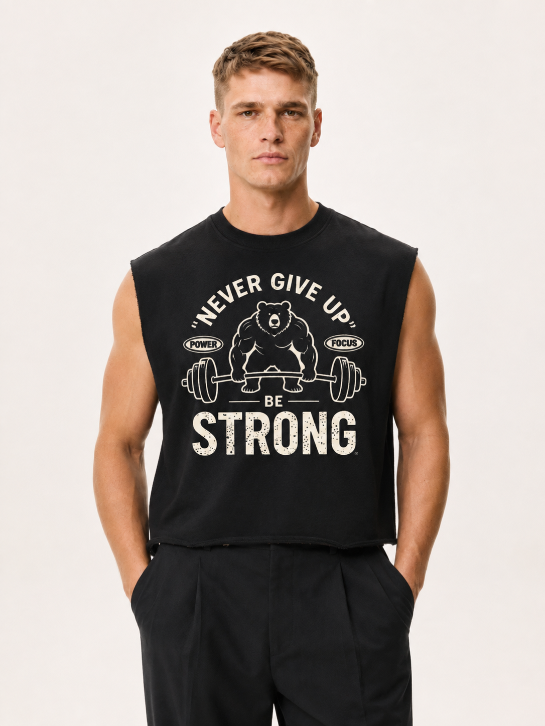 Never Give Up Weightlifting Bear Training Tank