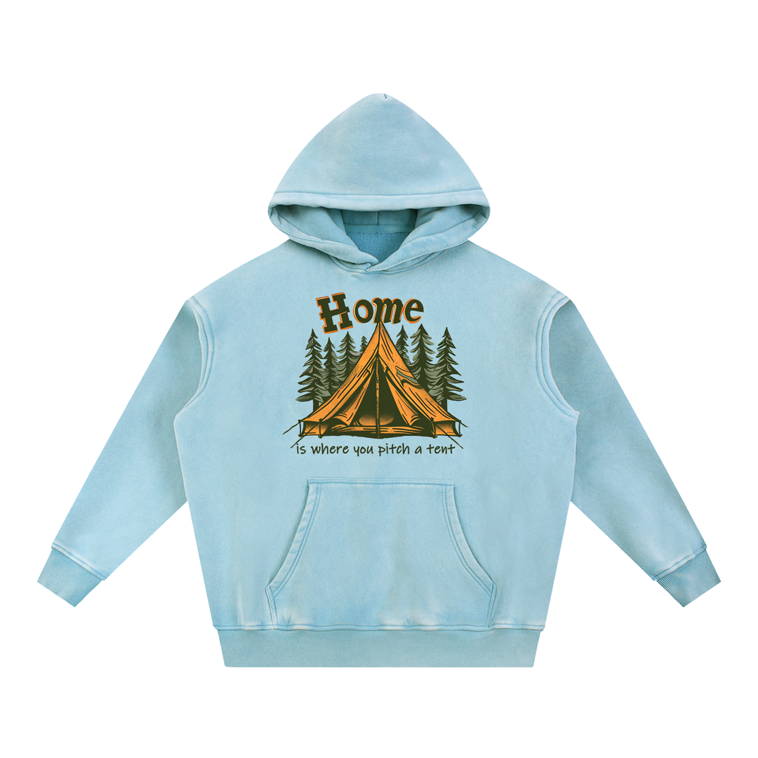 HIKING LOVER Snow Wash Fleece Oversize Hoodie