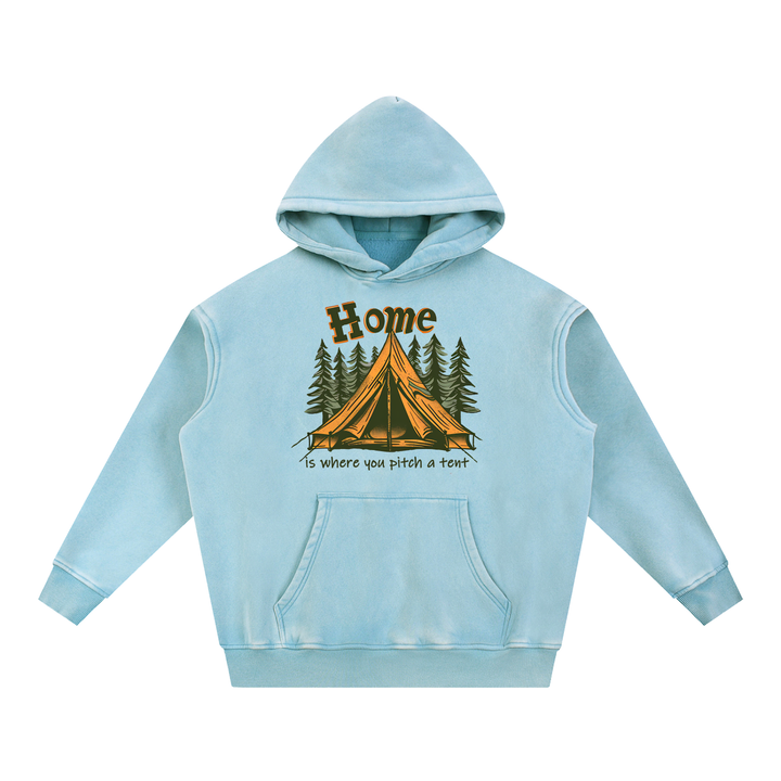 HIKING LOVER Snow Wash Fleece Oversize Hoodie