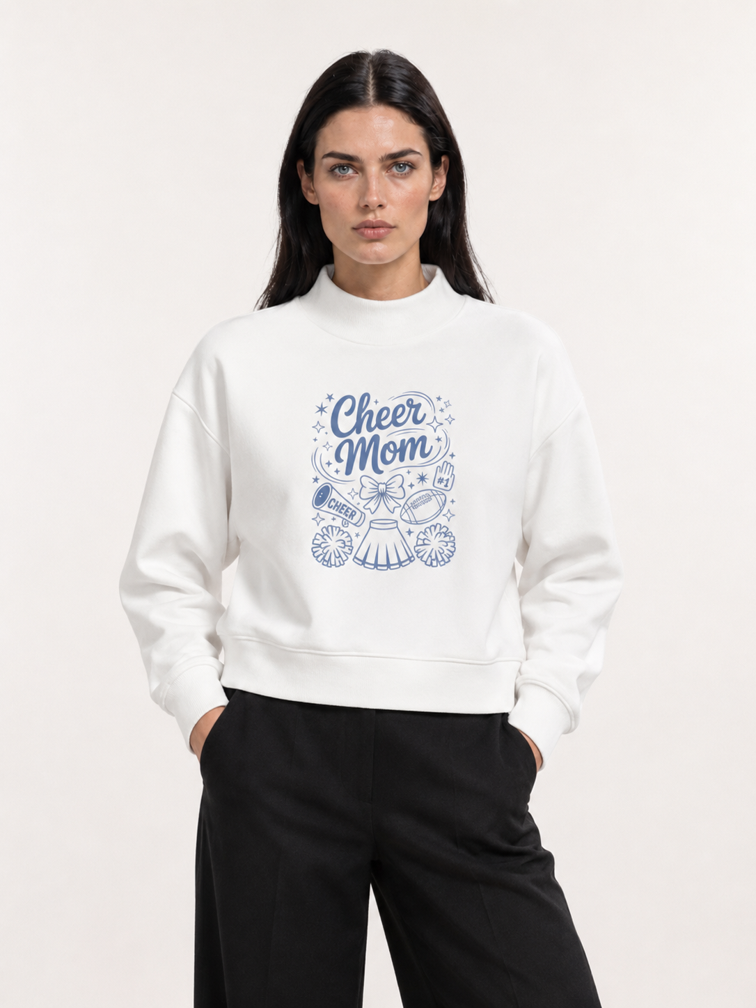 Cheer Mom Doodle Icons Cropped Sweatshirt
