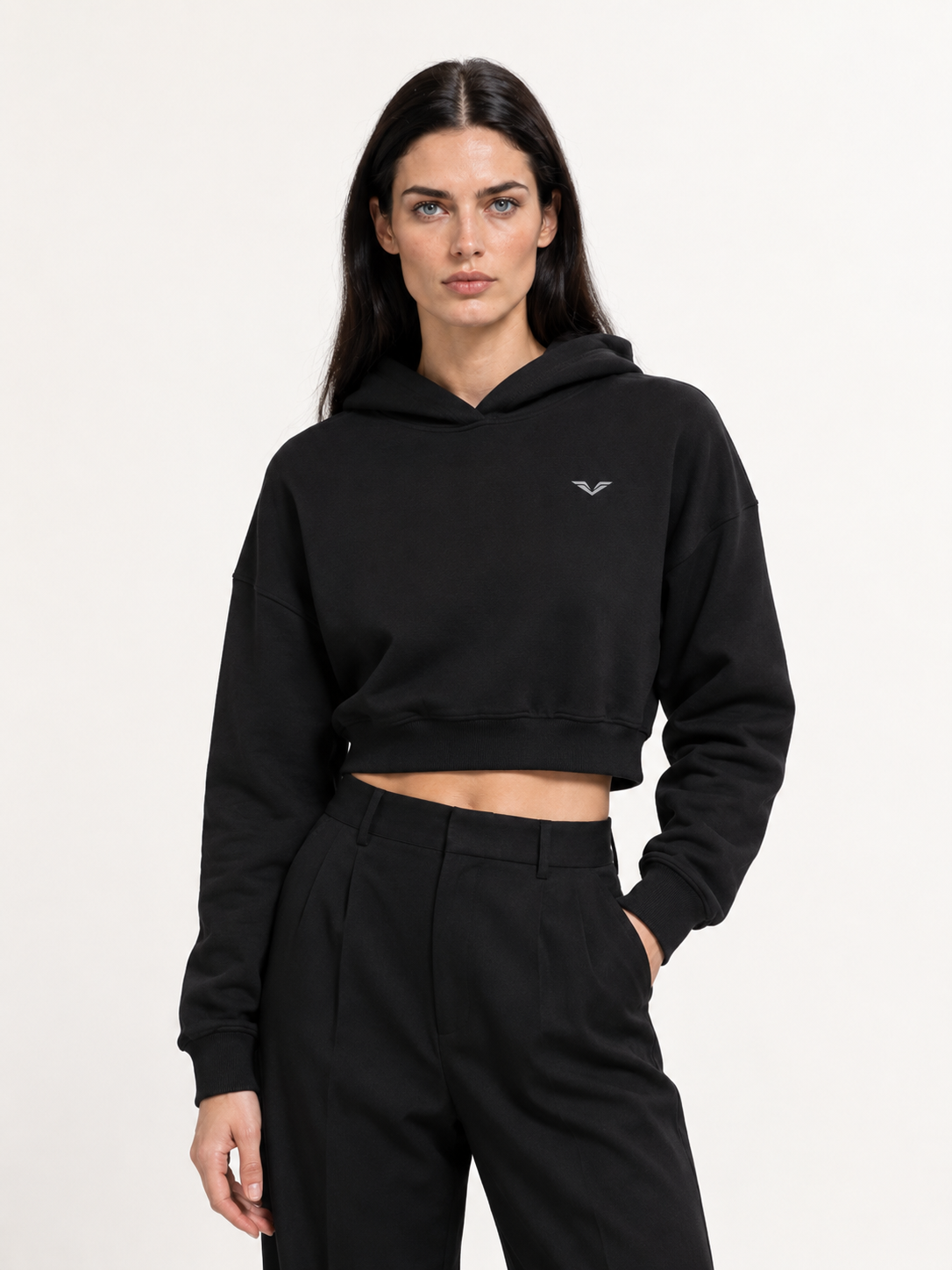 Wing Logo Essential Cropped Hoodie