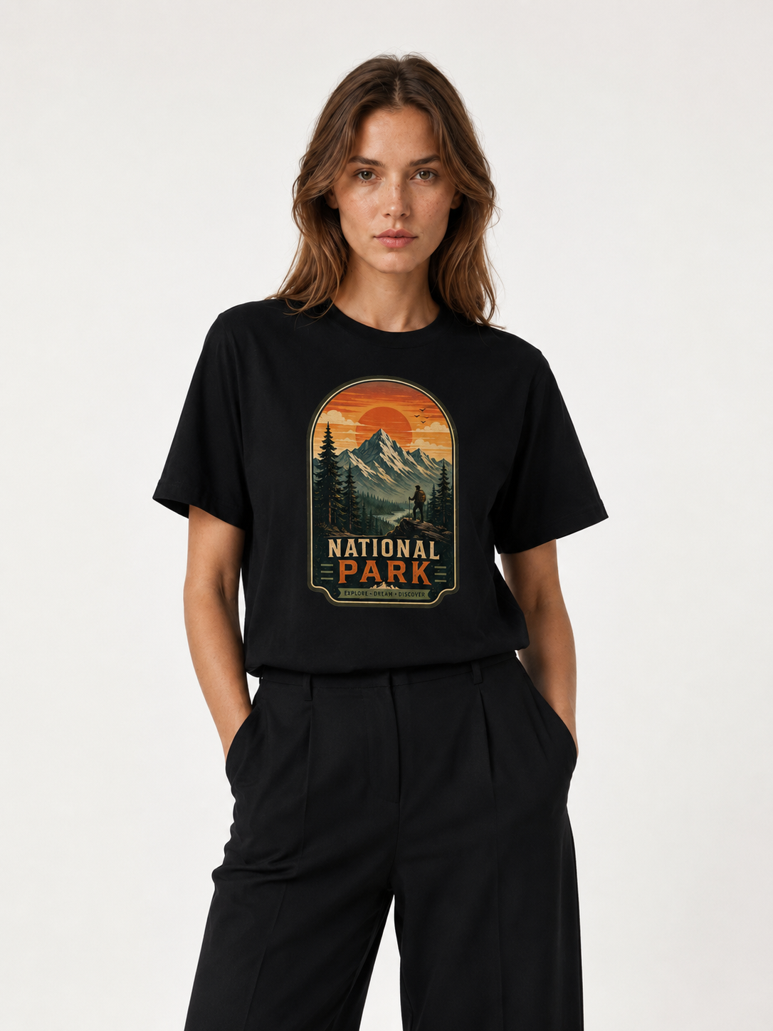 National Park Explore Dream Discover Badge Tee