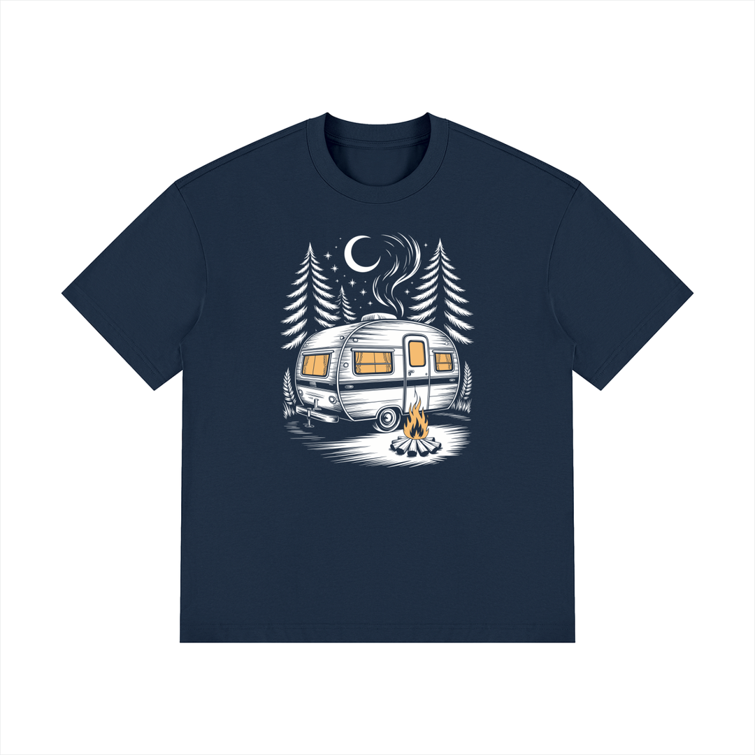 hiking lover Night Camp Caravan Illustrated Cotton Tee
