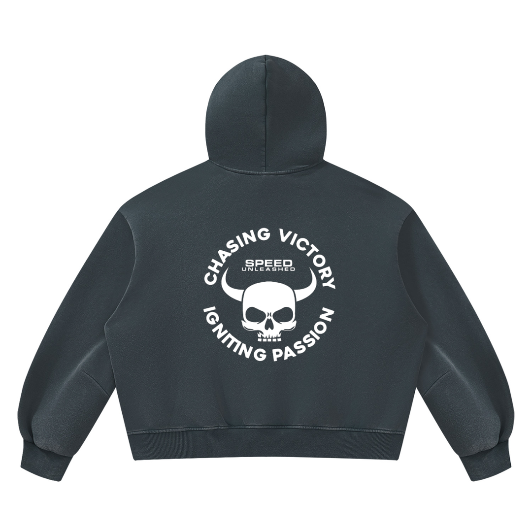 men graphic Vintage Wash Boxy Fleece Hoodie