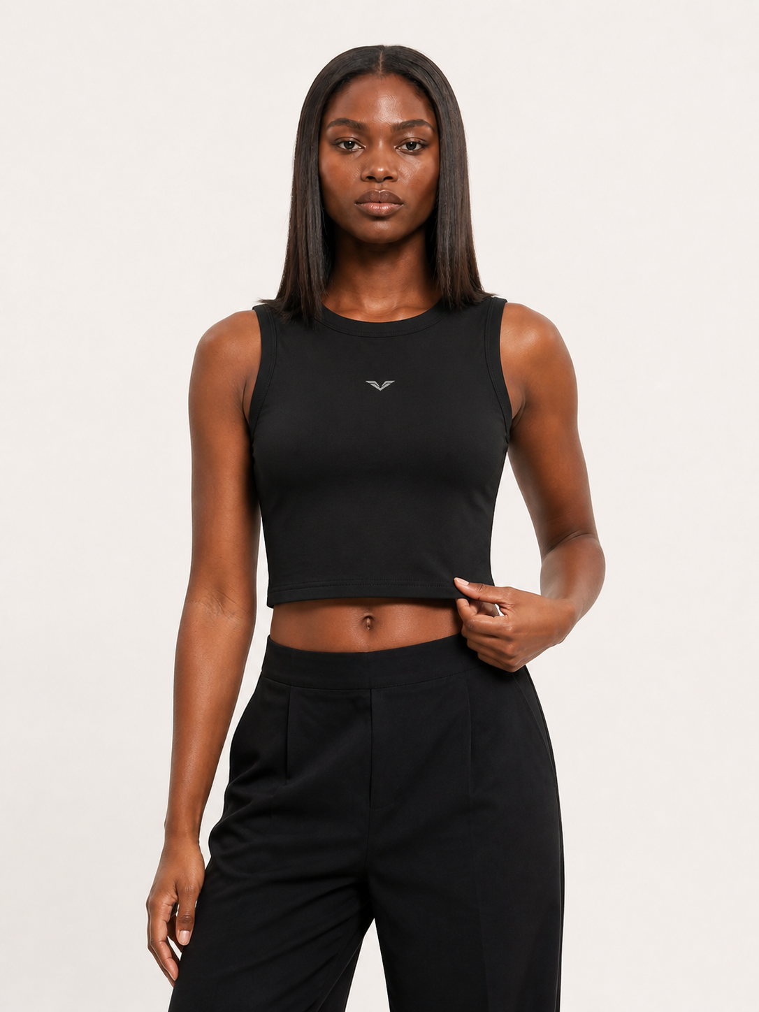 Wing Logo Fitted Crewneck Crop Tank