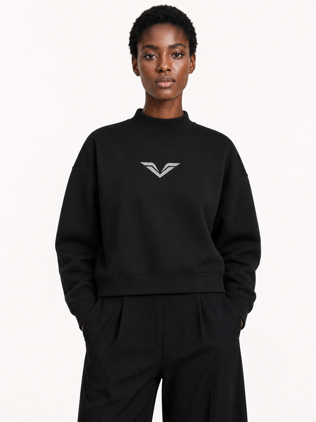 Wing Logo Fleece Mock Neck Sweatshirt