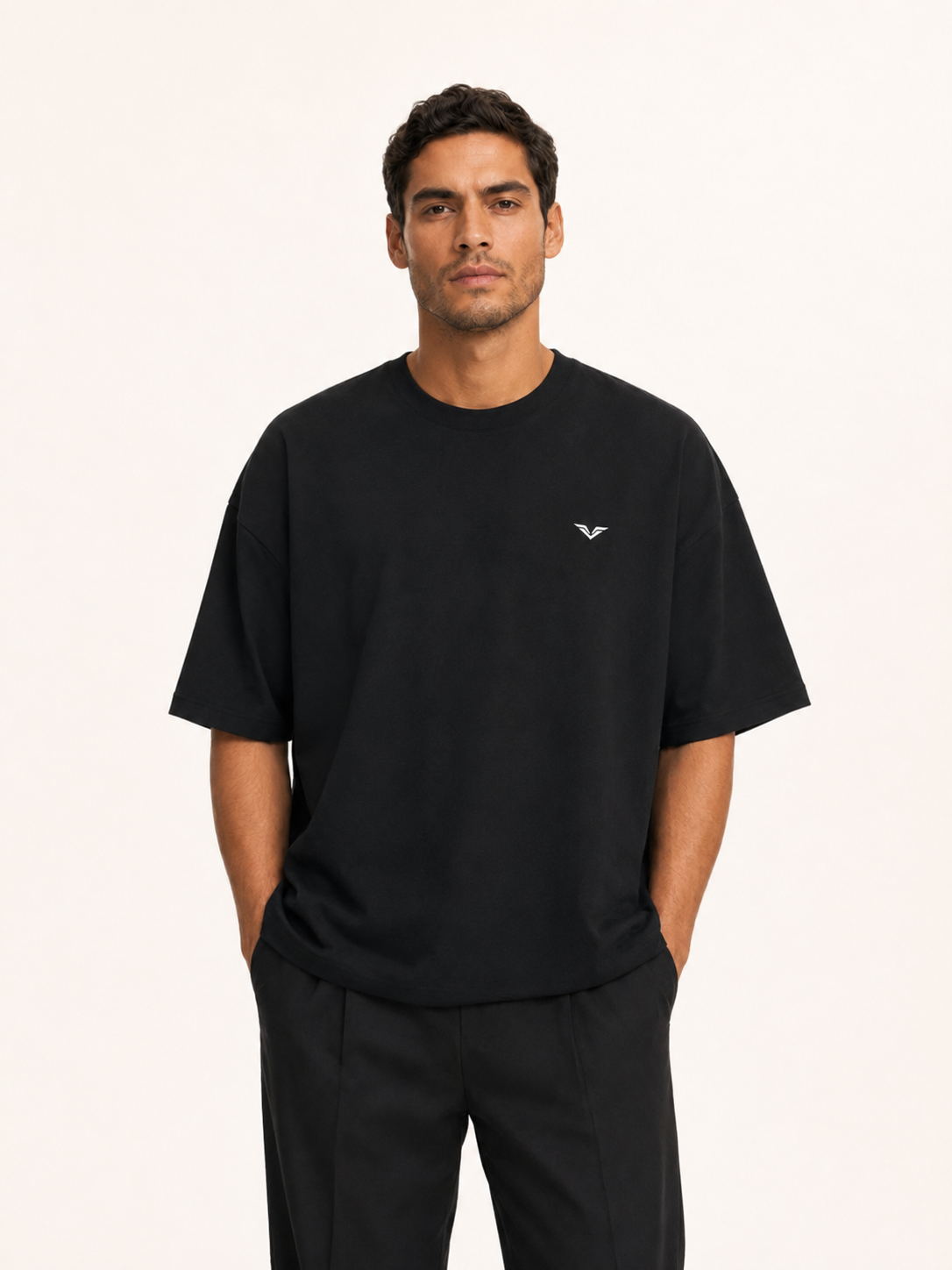 Wing Logo Left-Chest Oversized Cotton Tee