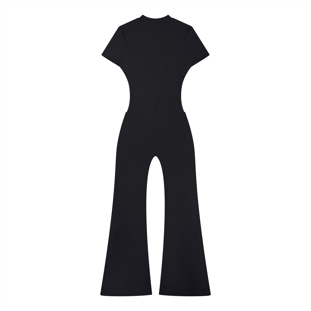 Women’s one piece Tight Flared Leg Quarter-Zip Jumpsuit