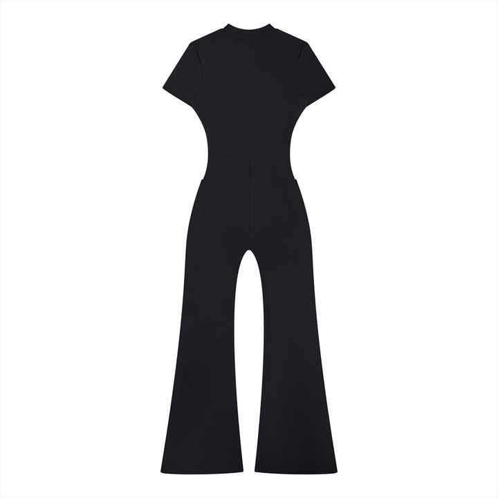Women’s one piece Tight Flared Leg Quarter-Zip Jumpsuit