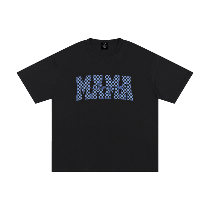 mom lover Mama Checkerboard Retro Typography Tee