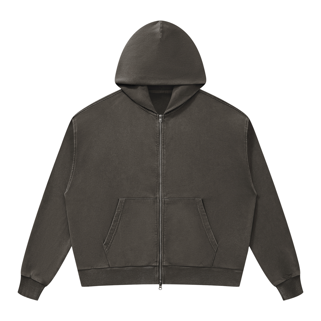 men hoddies Unisex Mineral Wash Boxy Full Zip Hoodie