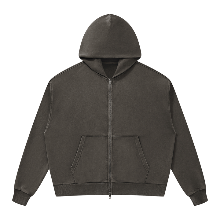 men hoddies Unisex Mineral Wash Boxy Full Zip Hoodie