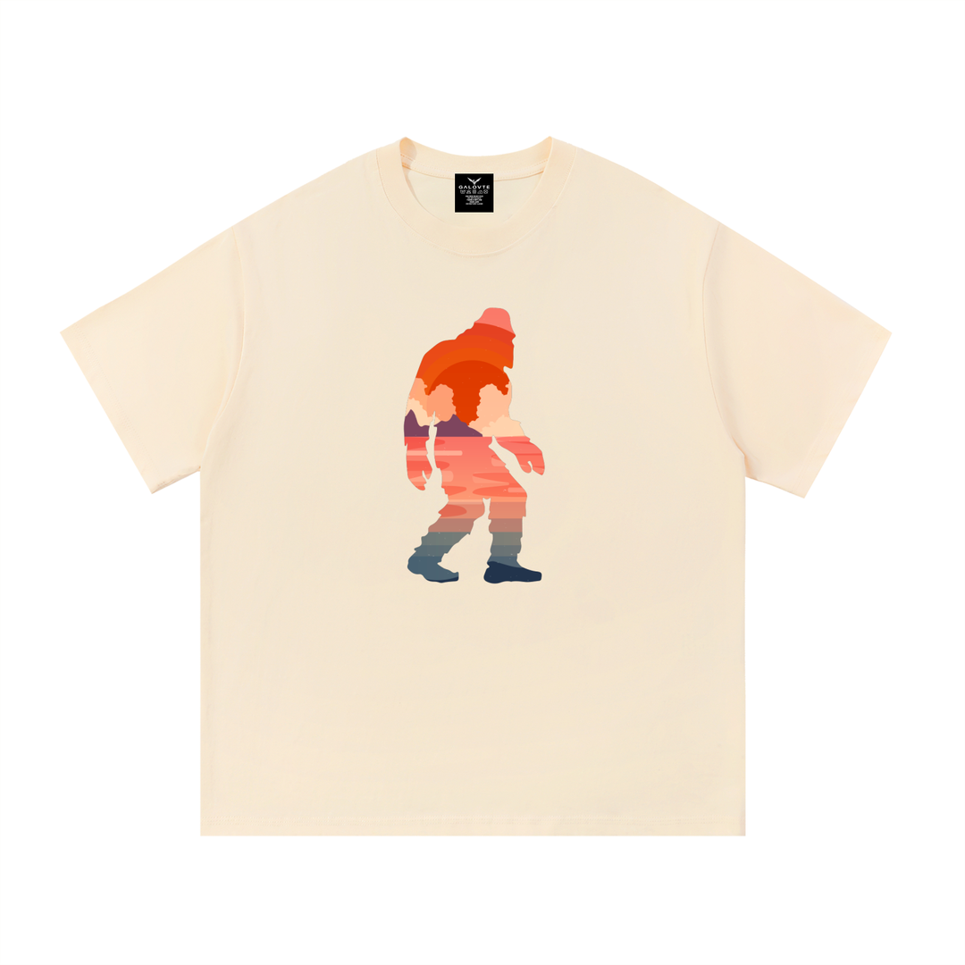 hiking lover Bigfoot Sunset Double Exposure Cotton Tee