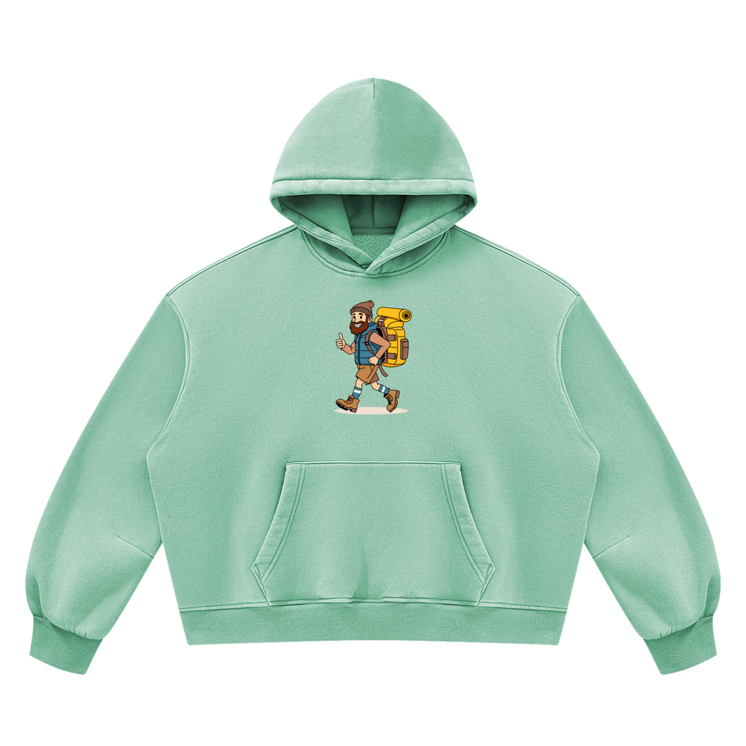 hiking lover Vintage Wash Boxy Fleece Hoodie