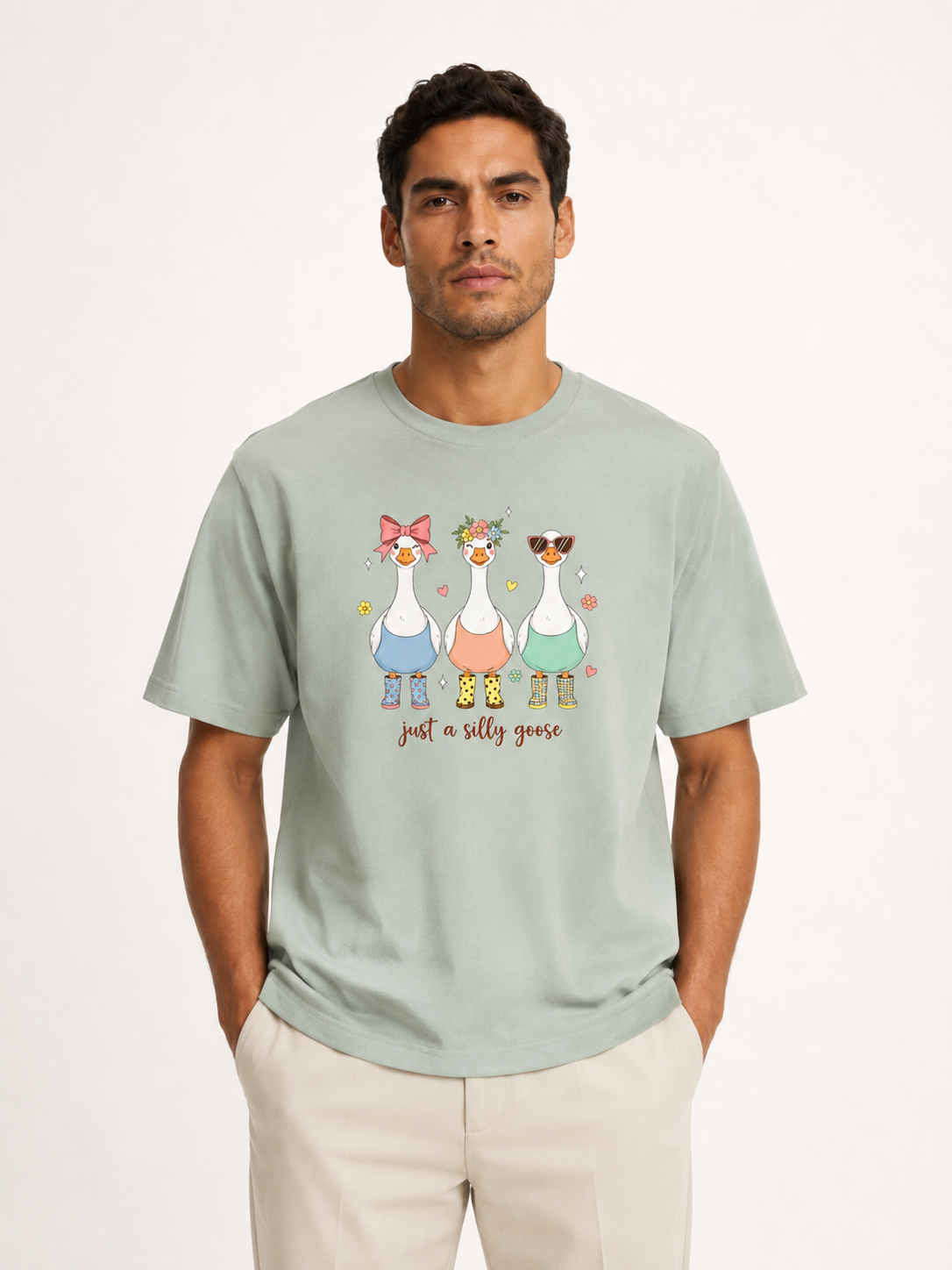 Just A Silly Goose Trio Pastel Cotton Tee