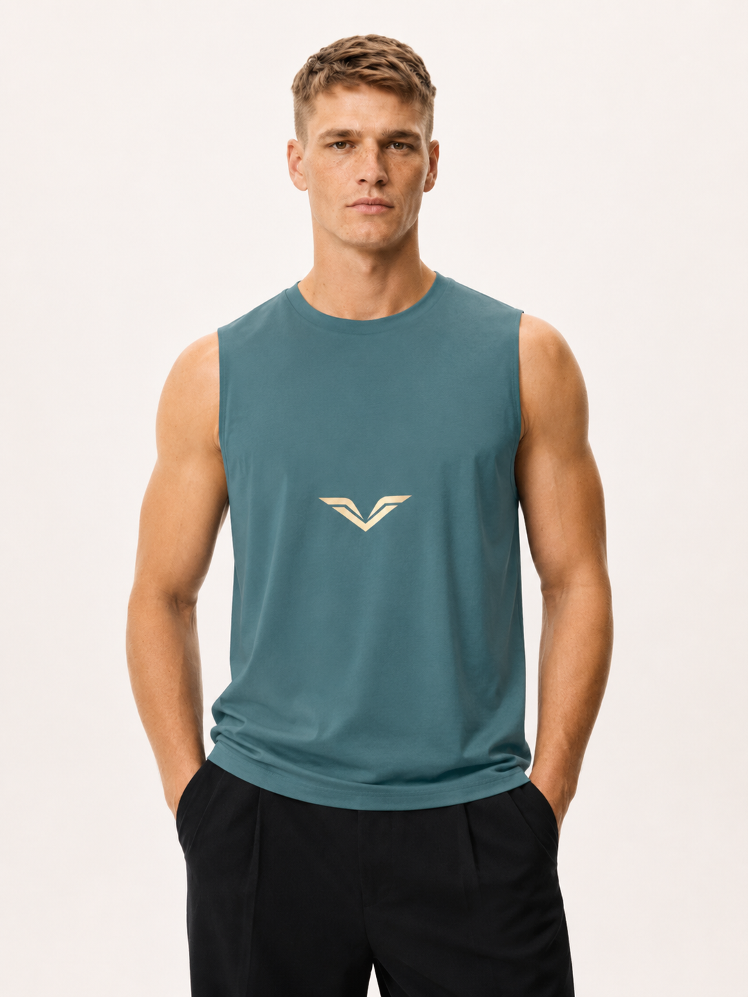 Wing Logo Crewneck Tank Top — Teal