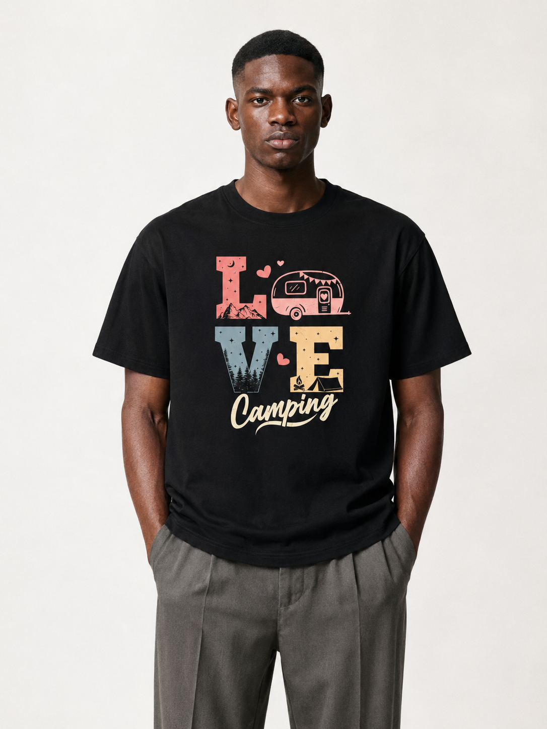 Love Camping Pastel Caravan Retro Tee