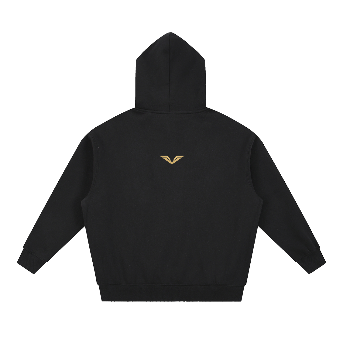 GALOVTE Spiked Metal Type Oversized Fleece Hoodie in Black, back view.