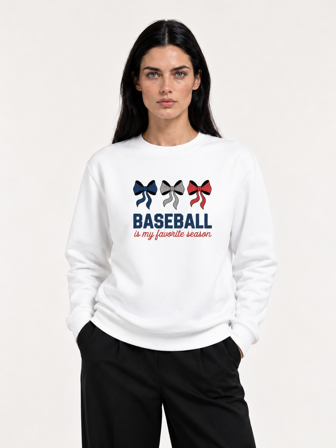 Baseball Is My Favourite Season Bow Sweatshirt