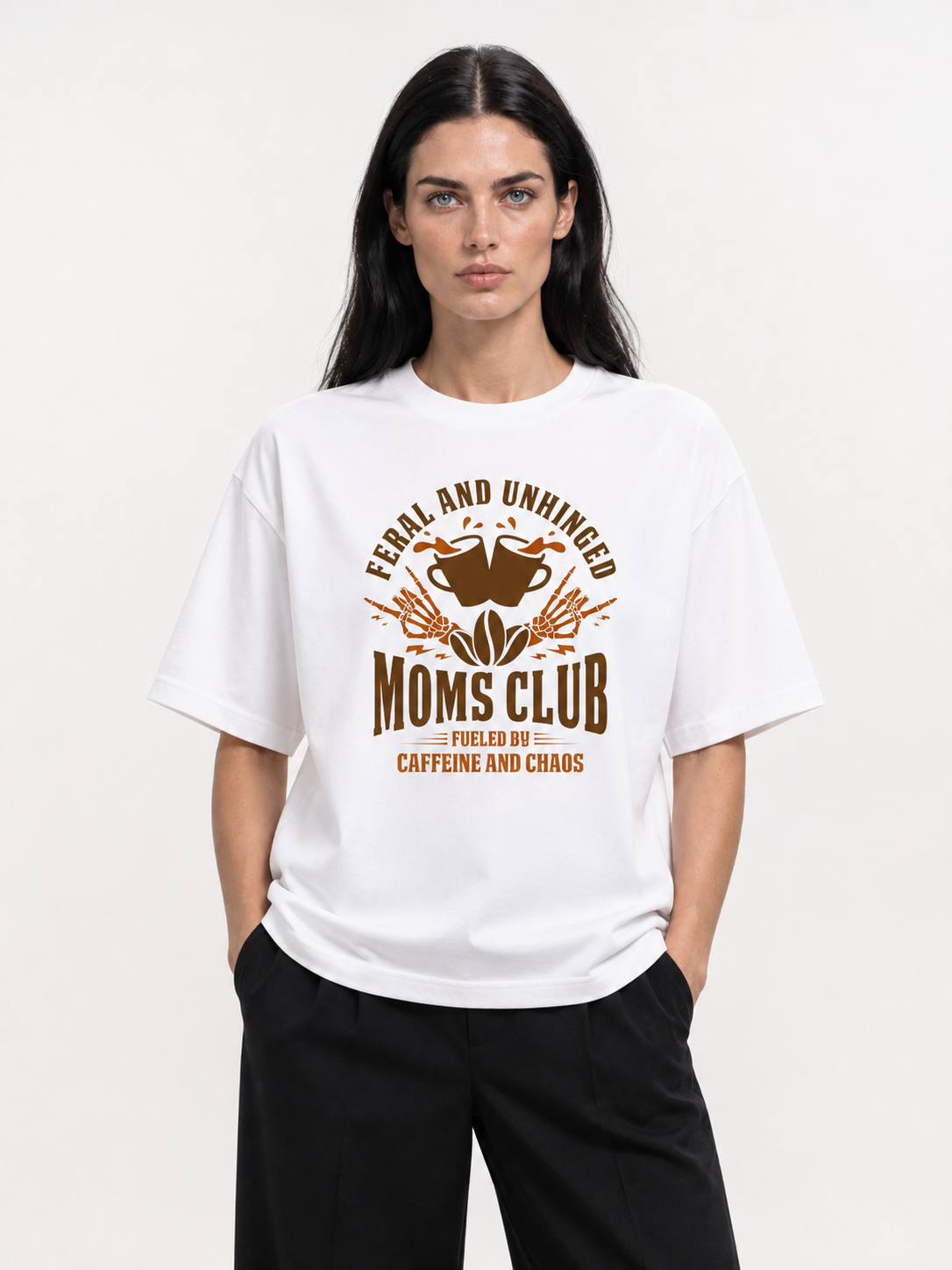 Feral And Unhinged Moms Club Coffee Badge Tee