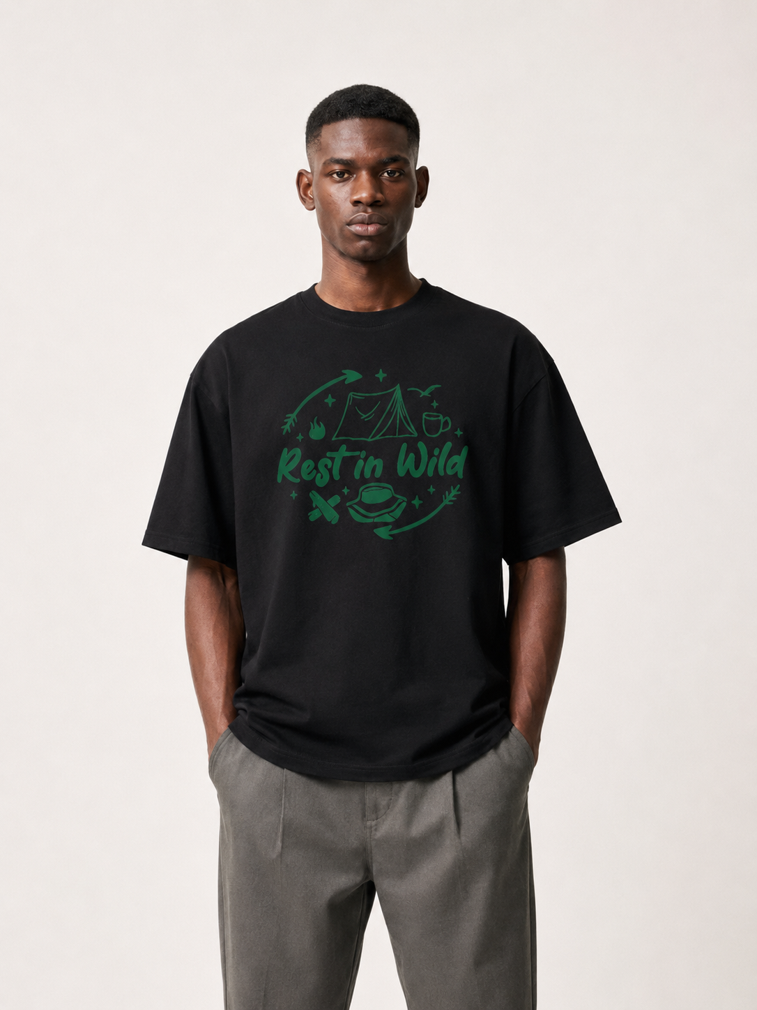 Rest In Wild Camping Line Art Tee