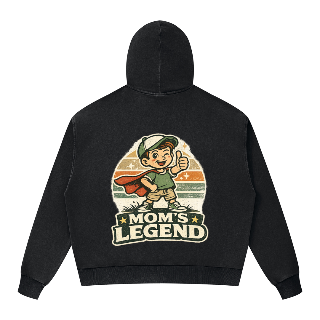 mom lover Mineral Wash Boxy Full Zip Hoodie