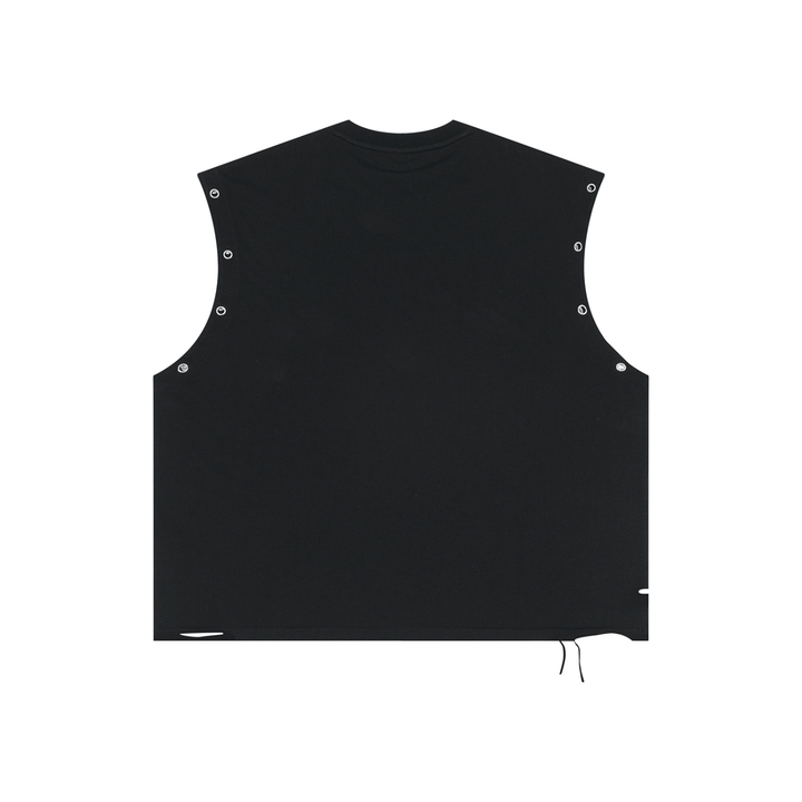men gym wear Distressed Grommet Eyelet Tank Top