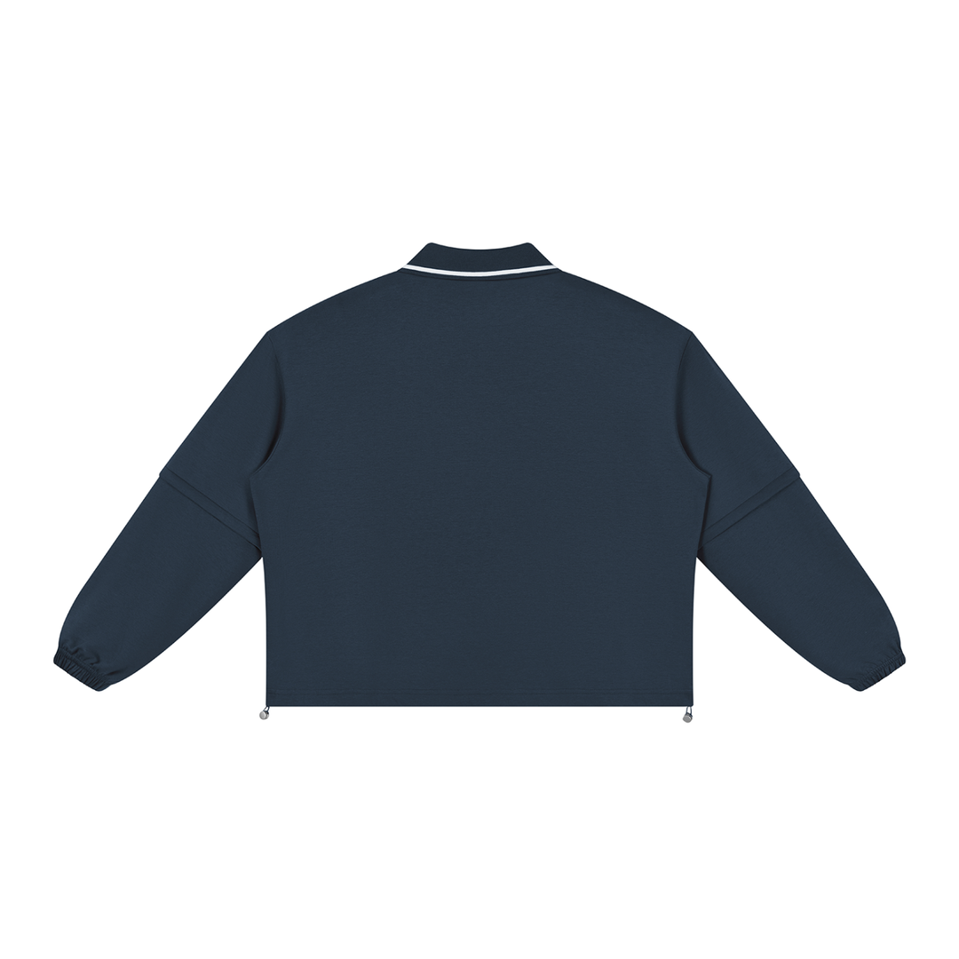 men hoddies  Boxy Collared Detachable Sweatshirt