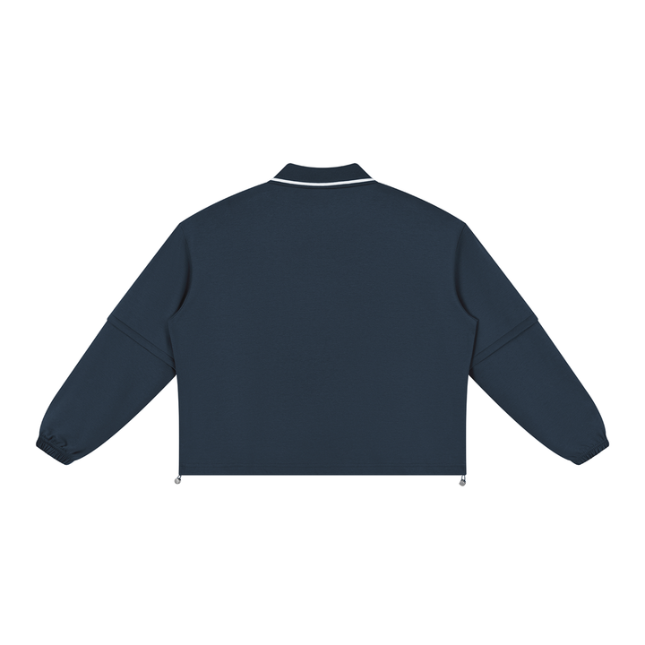 men hoddies  Boxy Collared Detachable Sweatshirt