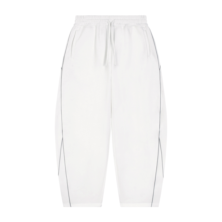 women pent  Piping Fleece Barrel Leg Sweatpants