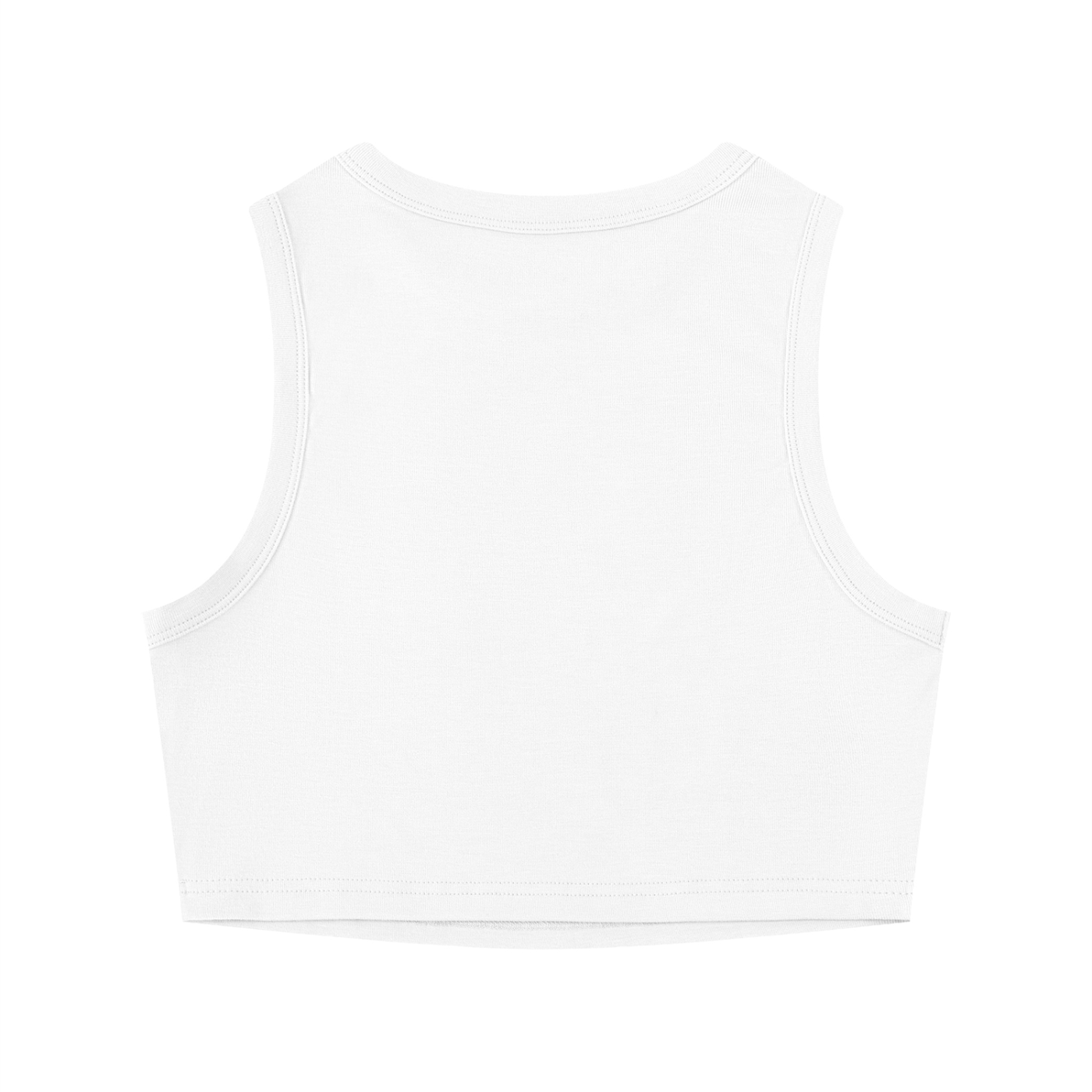 Wing Logo Fitted Crewneck Crop Tank in White, back view.