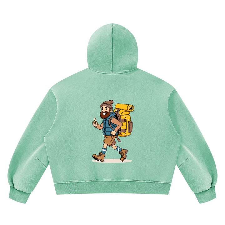 hiking lover Vintage Wash Boxy Fleece Hoodie