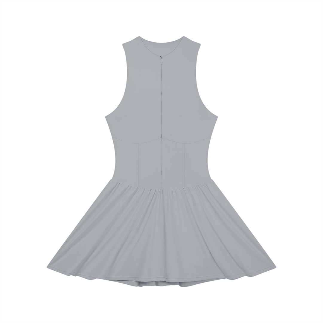 Women’s one piece Ruched Sleeveless Full-Zip Dress