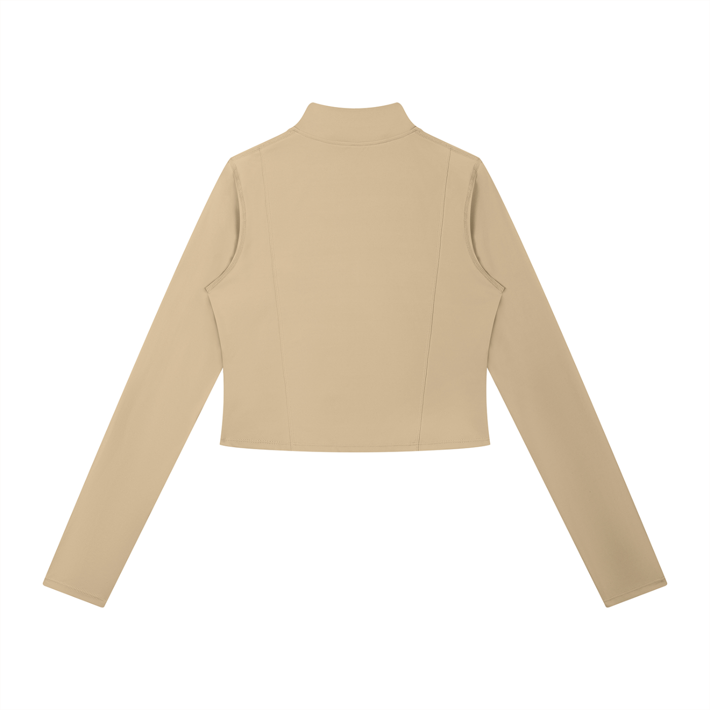 Wing Logo Cropped Full-Zip Sports Jacket — Sand in Khaki, back view.